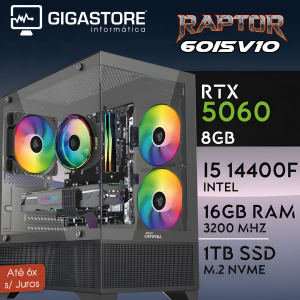 Desktop Gaming RAPTOR-60i5V10 I5 14400F RTX 5060 16GB RAM 1TB SSD W11